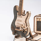 Robotime ROKR guitarra eléctrica rompecabezas de madera 3D para niños adultos montaje juguetes creativos juego de bloques de construcción para regalos de navidad