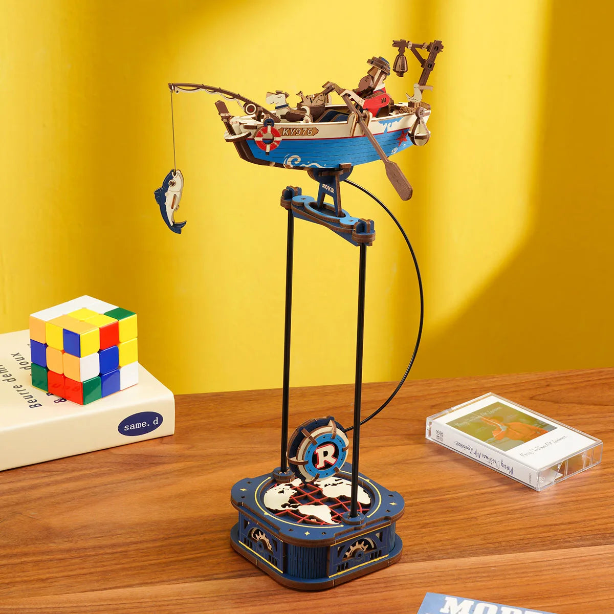 Kit de construcción de modelos Robotime Rokr Gravity Swing, kit de rompecabezas de madera 3D, kit de Papá Noel en trineo, kit de pescador oceánico, los mejores regalos para adultos.