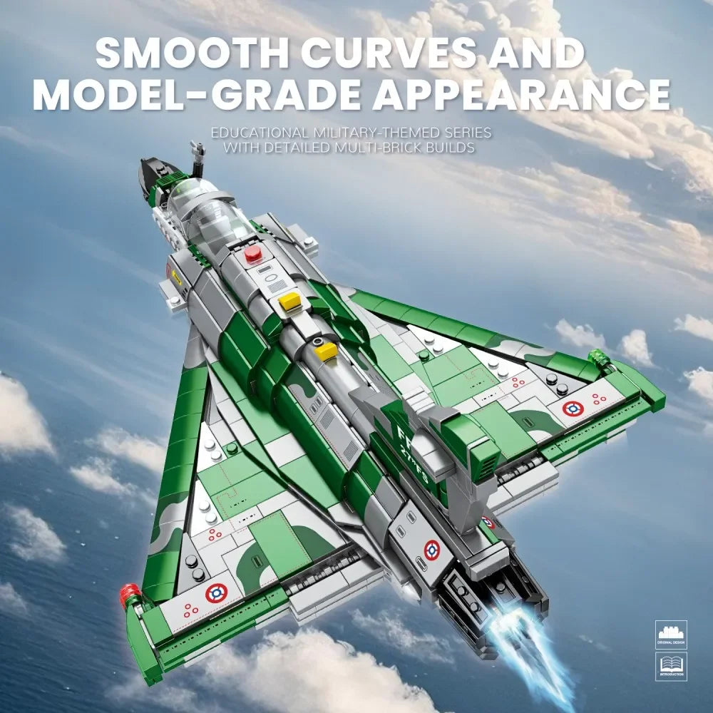 Bloques de construcción de Jet de combate Mirage 2000, modelo de avión militar