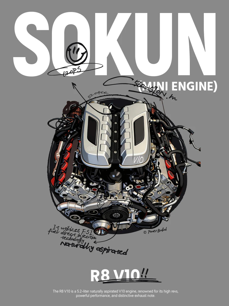 Bloques de Construcción de Motor R8V10, 392 Piezas, PB8869D, Superauto Técnico SOKUN, Ladrillos Decorativos de Motor de Vehículo