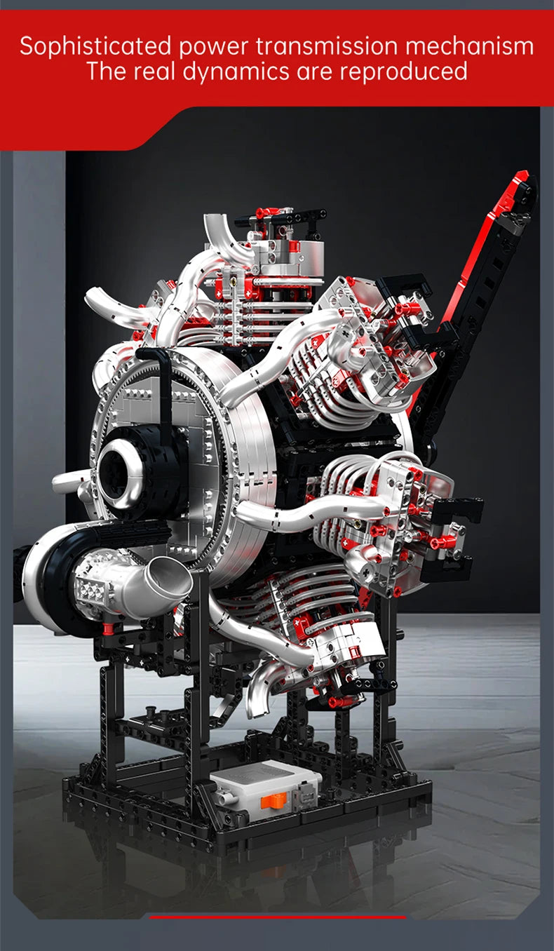 Mould King 10233, juguetes técnicos para motor de coche, bloques de construcción de motor de aviación