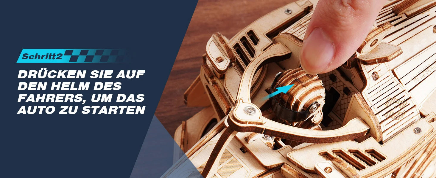 Robotime-rompecabezas de madera 3D, Kits de modelos de coches de carreras, 5H, construcción de 8-10M, motor rugiente mecánico LK505 para adultos, adolescentes y niños