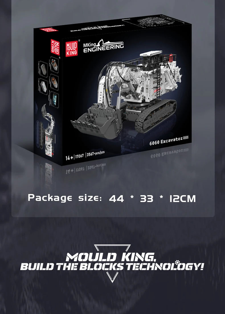Mould King 17067, coches de juguete técnicos, excavadora RC 6060, bloques de construcción