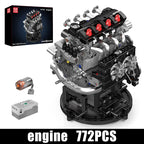 Mould King 10234 juguetes técnicos de motor de coche, conjunto de bloques de construcción de motor VTEC motorizado