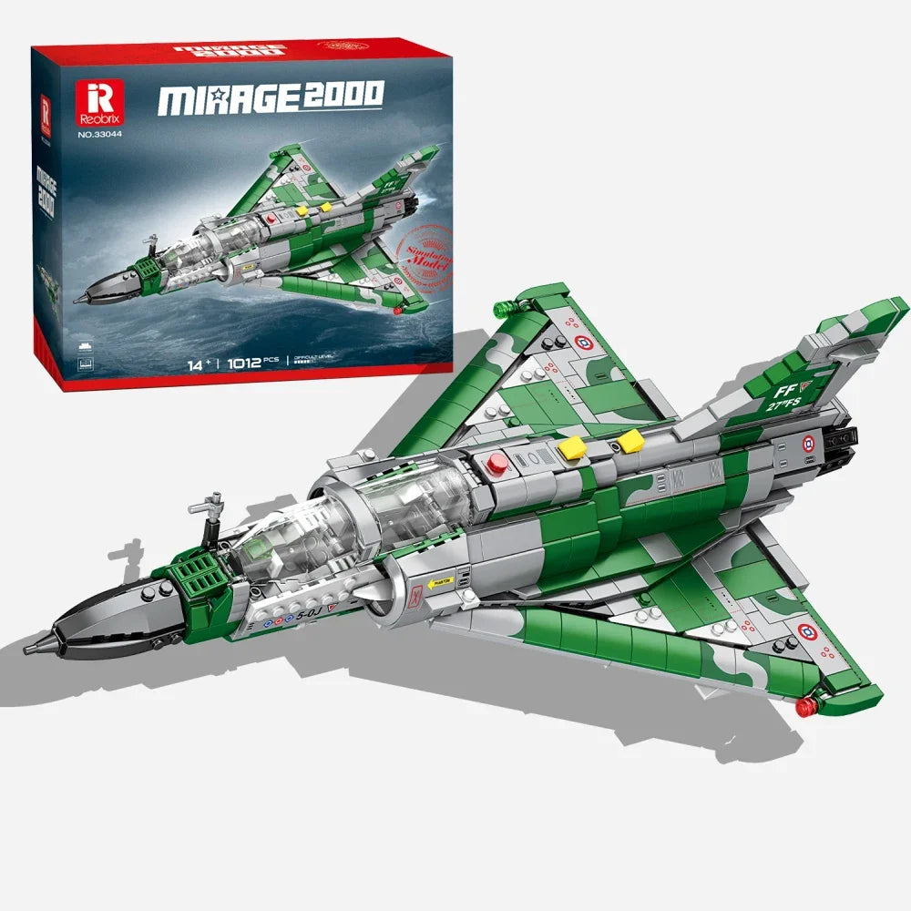 Bloques de construcción de Jet de combate Mirage 2000, modelo de avión militar