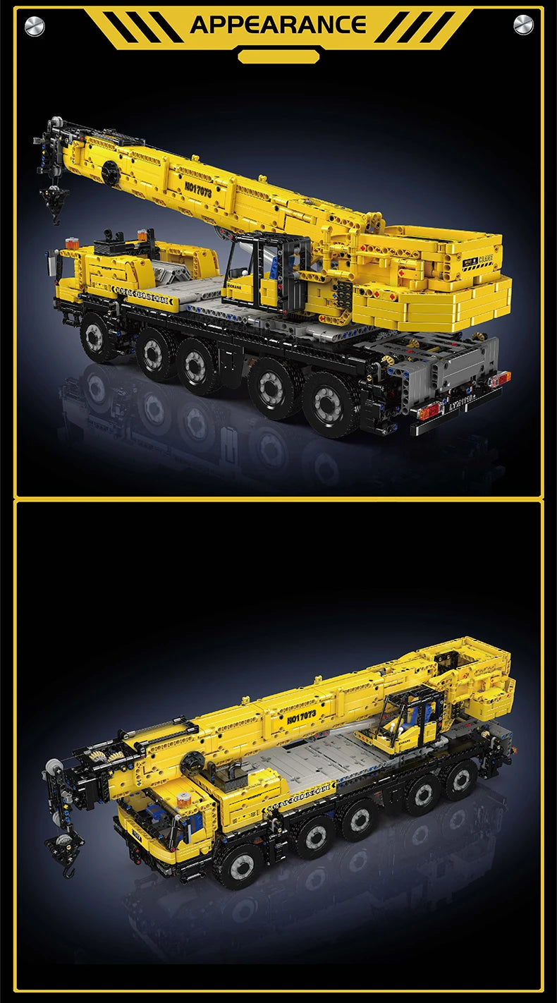 Mould King 17073 17074 coche técnico de juguete Control remoto LTM 1110 grúa montaje de bloques de construcción