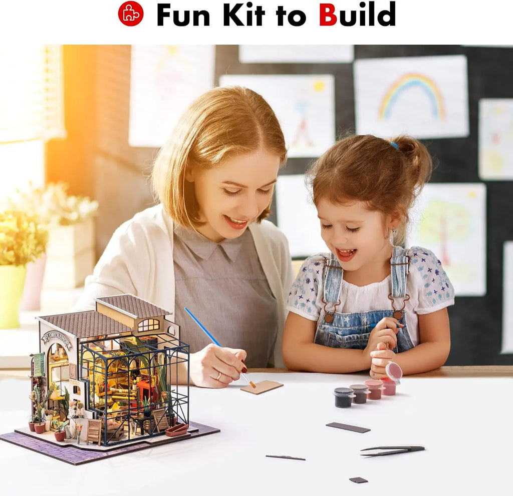 Robotime Rolife DIY Kits de casa de muñecas en miniatura para construir casa de muñecas de madera 3D regalos artesanales para niños el rincón de la felicidad