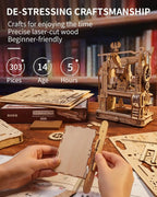 Robotime rokr Kits de modelos de rompecabezas de madera 3D Prensa de impresión clásica Engranajes mecánicos para adultos