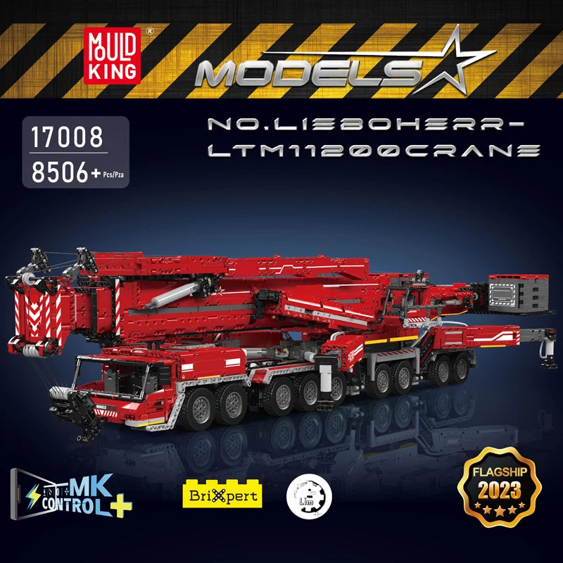 Mould King 17007 17008 Camión Técnico de Juguete, Grúa Liebherr LTM 11200 RC, Bloques de Construcción, Ladrillos