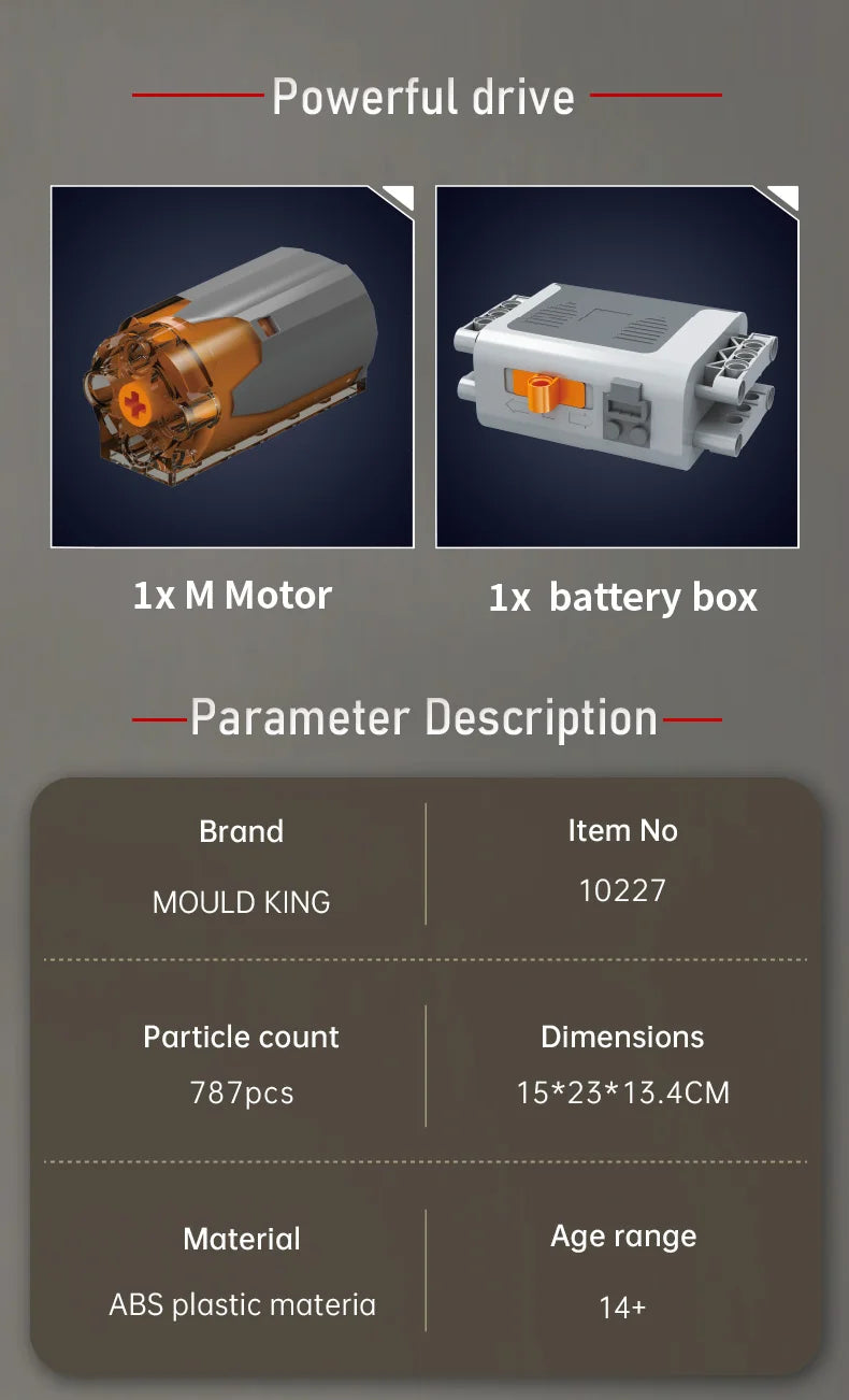 Mould King 10227 juguetes técnicos de motor de coche, motor motorizado V8
