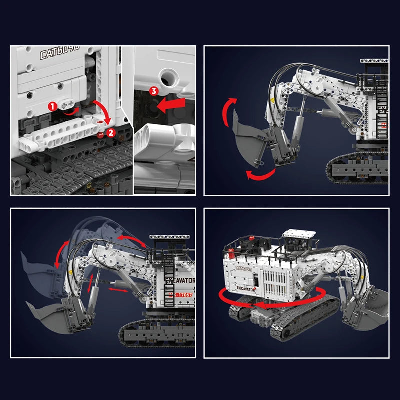 Mould King 17067, coches de juguete técnicos, excavadora RC 6060, bloques de construcción