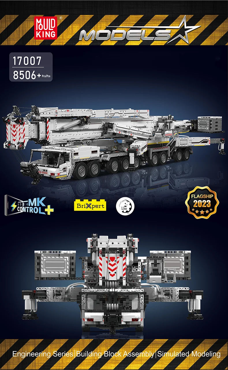 Mould King 17007 17008 Camión Técnico de Juguete, Grúa Liebherr LTM 11200 RC, Bloques de Construcción, Ladrillos