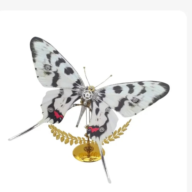 Kit de modelo de rompecabezas de Metal 3D con mariposa y hoja muerta Steampunk