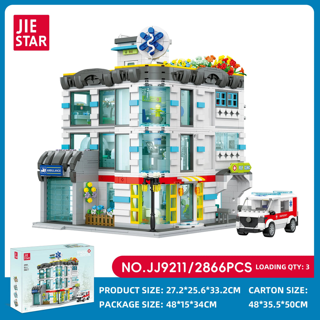 JIESTAR City Hospital Building Blocks Set, 2866 piezas de material ABS con luces LED