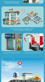 Creative General Hospital, 2866 piezas, serie «Friends»: panorámica de la ciudad con iluminación, juego de construcción MOC
