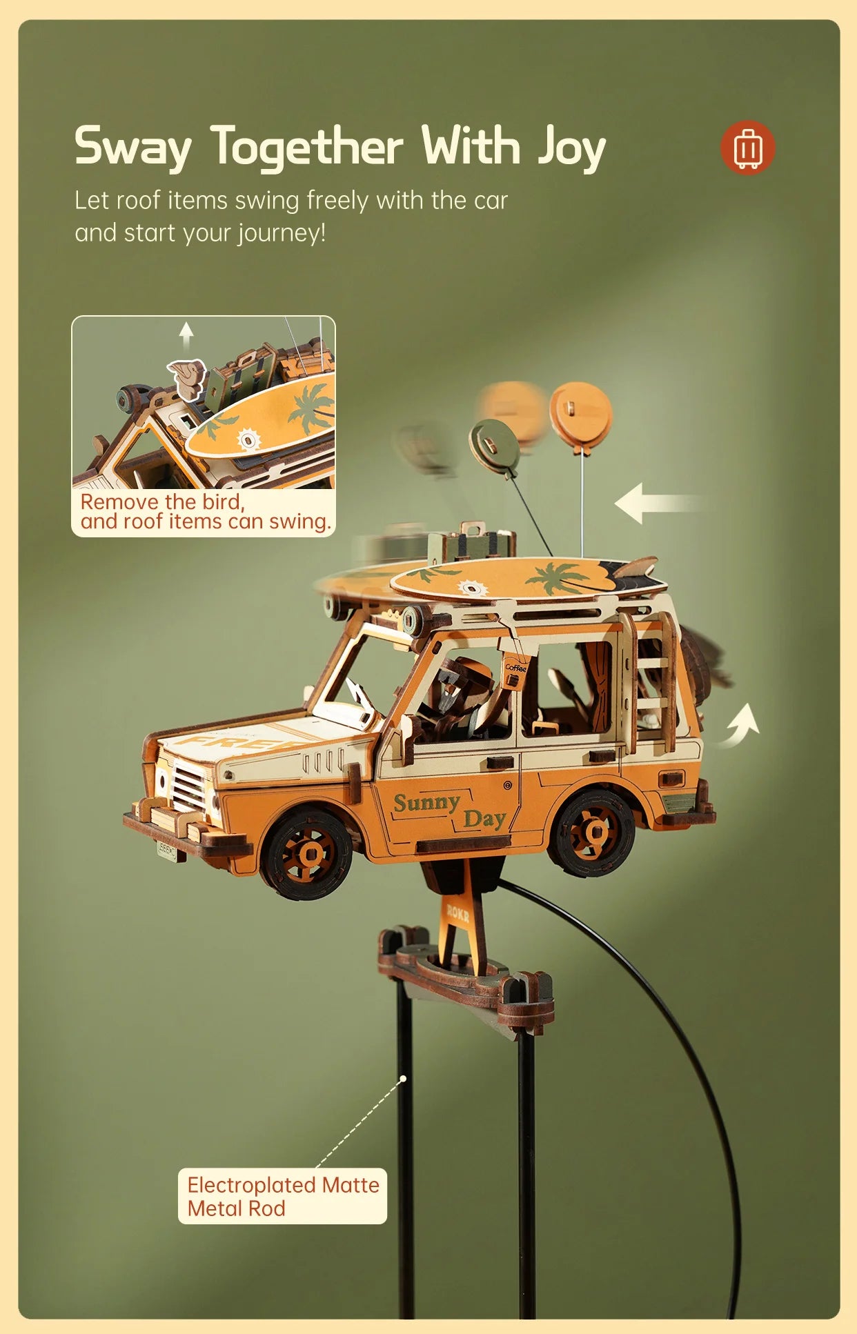 Kit de construcción de modelos Robotime Rokr Gravity Swing, kit de rompecabezas de madera 3D, kit de Papá Noel en trineo, kit de pescador oceánico, los mejores regalos para adultos.
