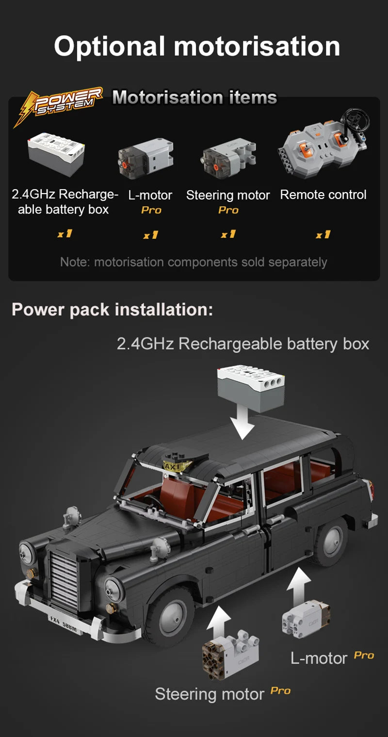 Cada-bloques de construcción MOC RC  juguete de ladrillos para armar coche taxi de Londres