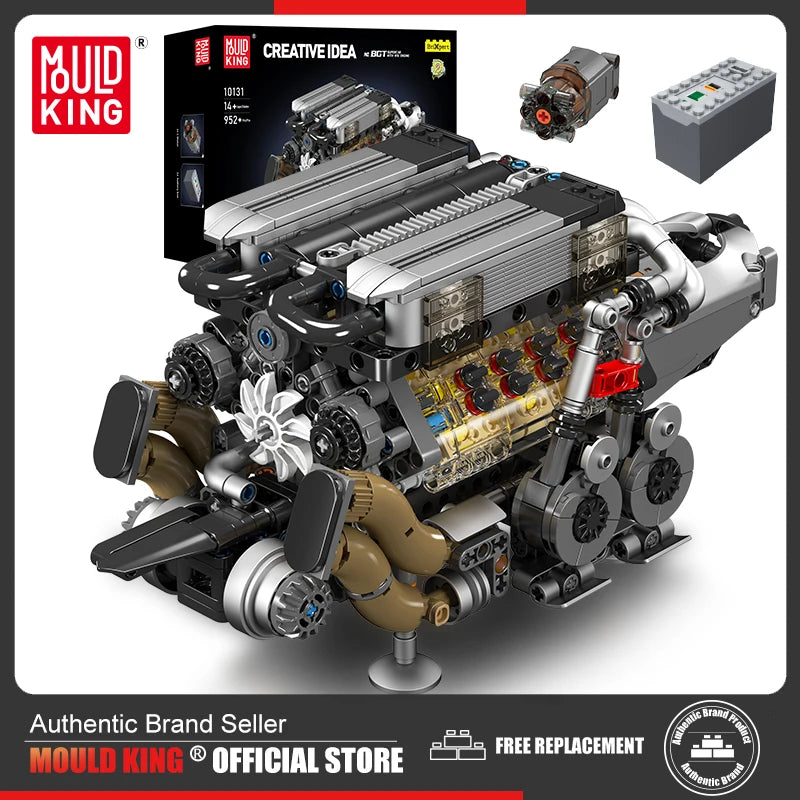 Mould King-bloques de construcción de piezas de coche técnico, motor W16 para BGT, supercoche
