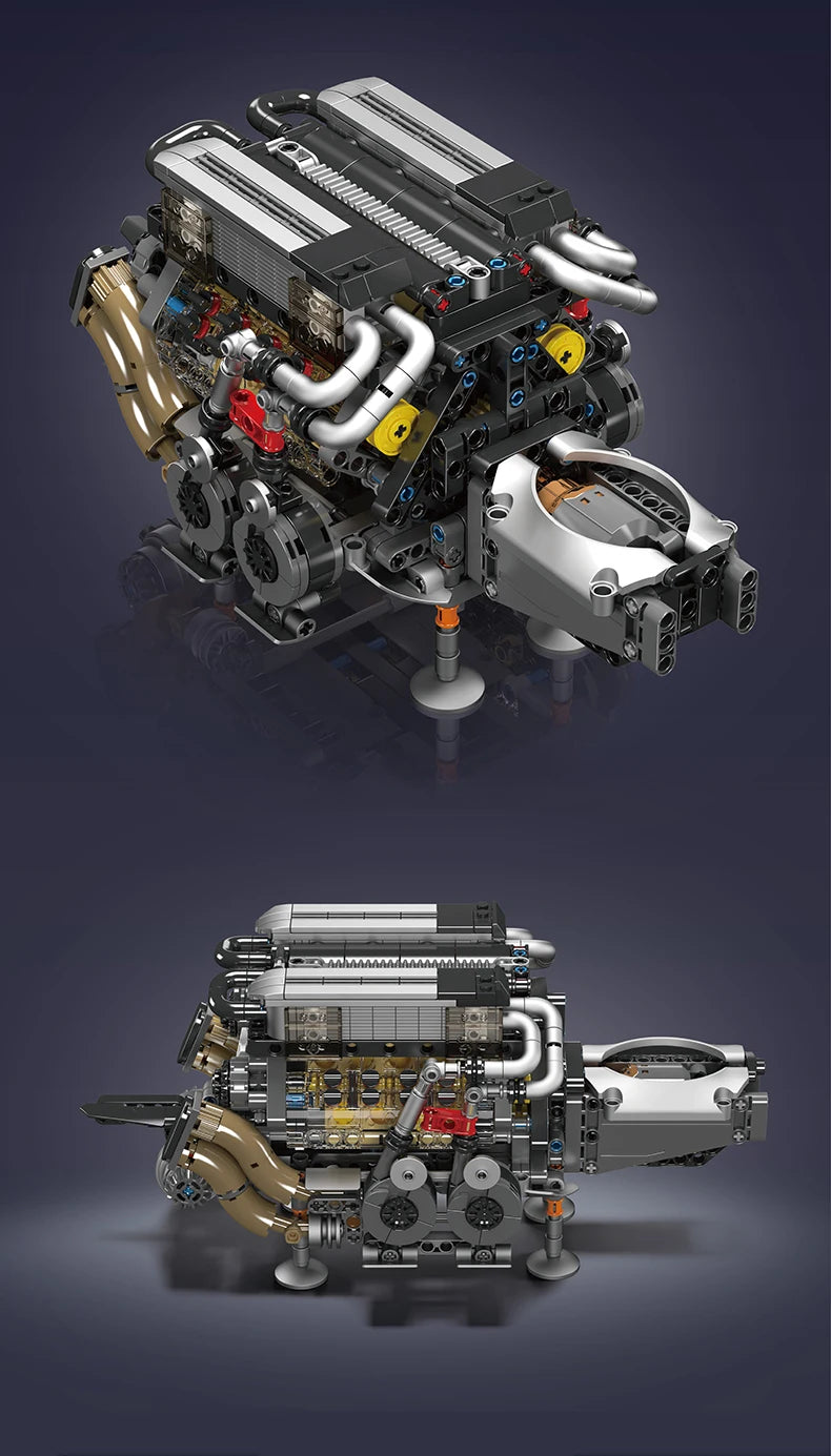Mould King-bloques de construcción de piezas de coche técnico, motor W16 para BGT, supercoche