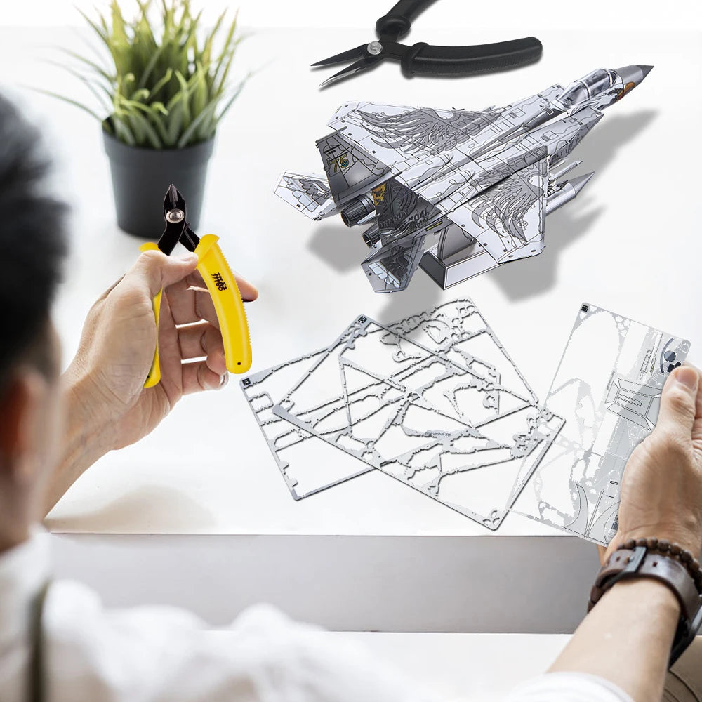 Piececool-rompecabezas de Metal 3D  Kits de modelos de ensamblaje de combate de F-15