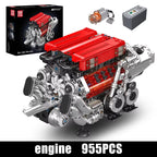 Mould King 10163 juguetes de motor técnico el supercoche BGT con motor rojo W16