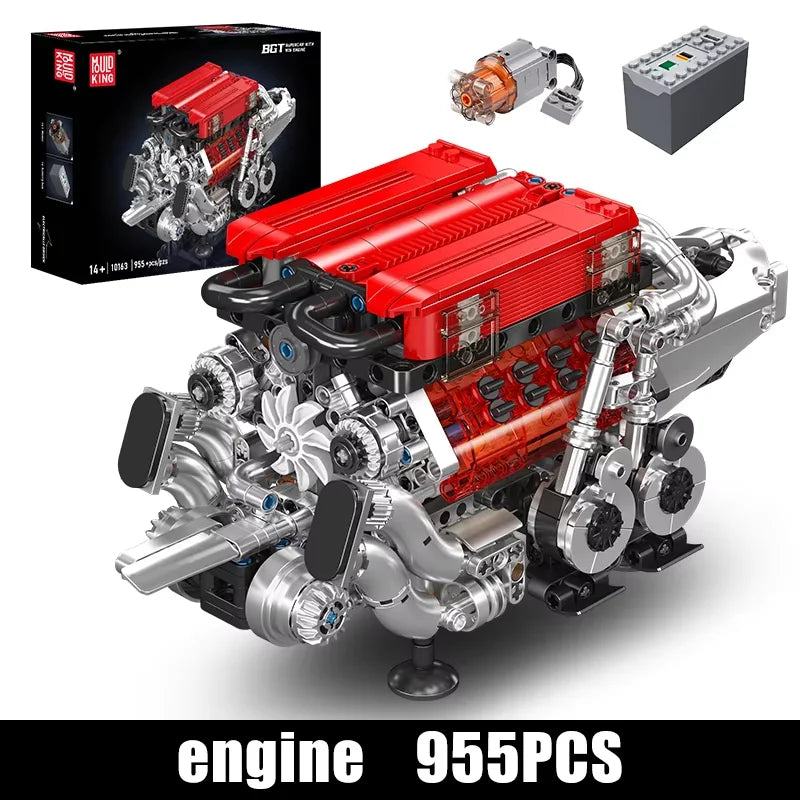 Mould King-bloques de construcción de piezas de coche técnico, motor W16 para BGT, supercoche