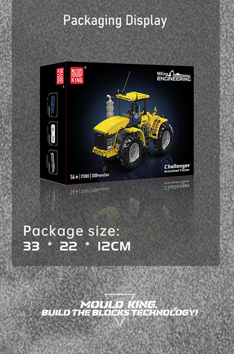 Mould King 17081/17082 juguetes técnicos para coche, Tractor articulado RC Challenger