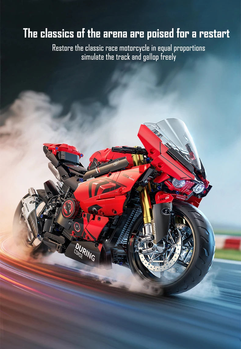 ToylinX-Juego de bloques de construcción de motocicletas 1:5, 2024 Uds., modelo de súper moto de carreras técnicas
