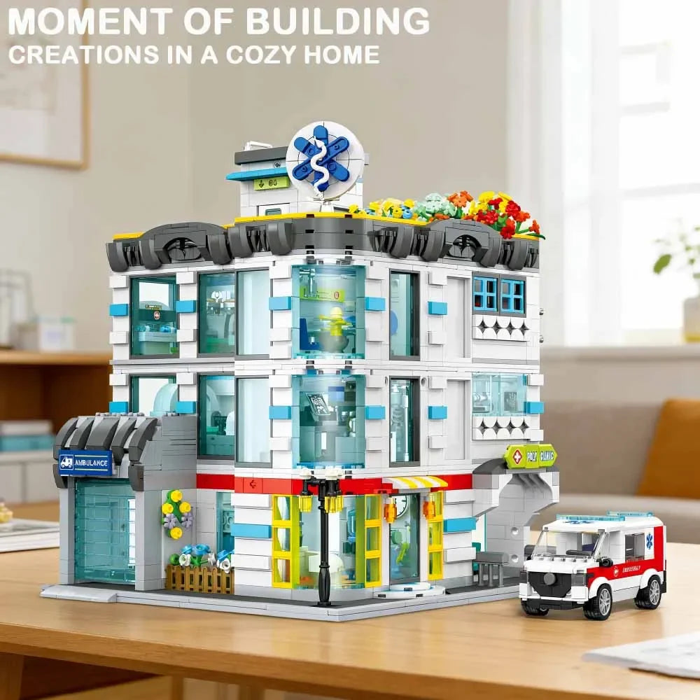 Creative General Hospital, 2866 piezas, serie «Friends»: panorámica de la ciudad con iluminación, juego de construcción MOC