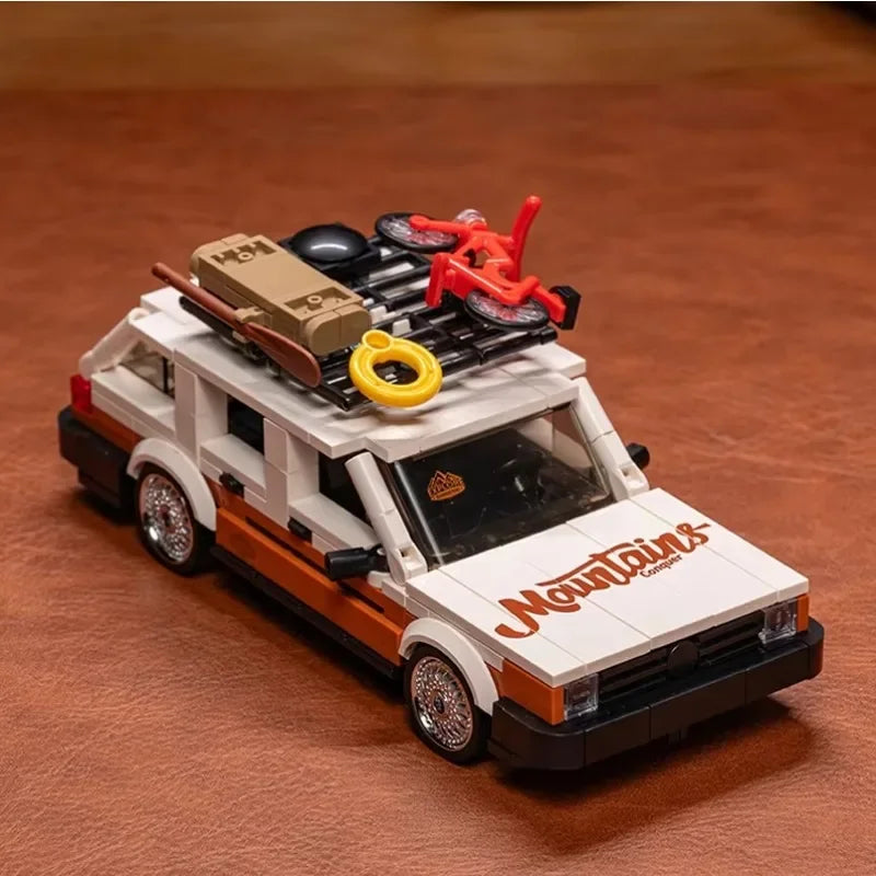 Bloques de construcción MOC Retro para camper, 457 Uds., con caja de exhibición de carro