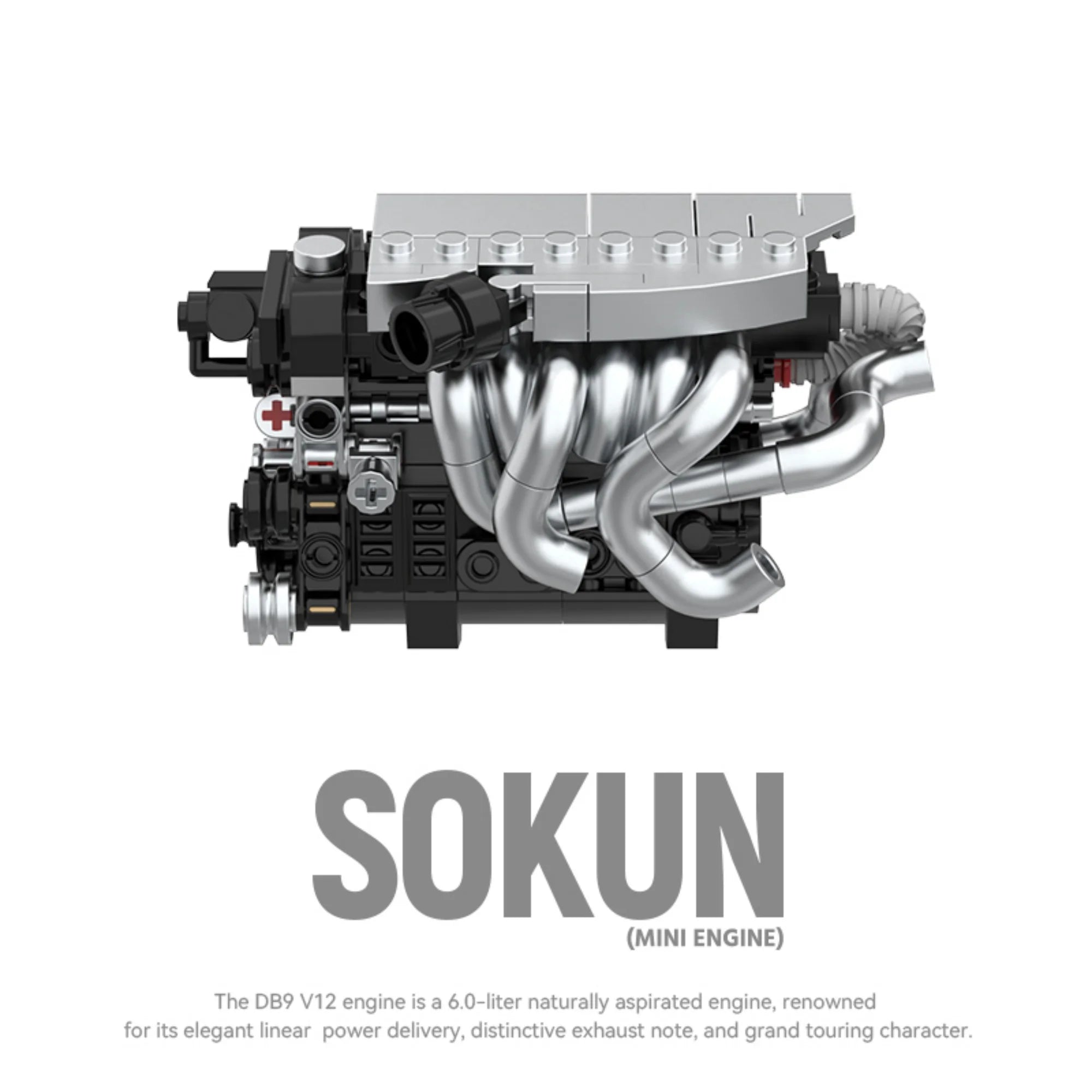 375 Piezas de Bloques de Construcción de Motor DB9V12 PB8869C, Superauto Técnico SOKUN