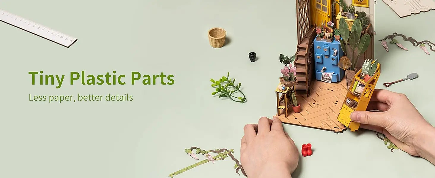 Kit de Modelo de Casa de Muñecas DIY Rolife Gardenhouse Book Nook con Luz LED, Rompecabezas de Madera para Decoración de Estanterías - TGB06
