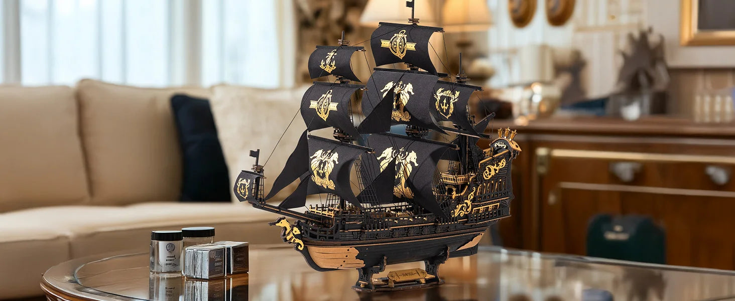 Robotime Rokr rompecabezas 3D casa de mar de madera Barque modelo kits construir decoración de escritorio para el hogar regalo para adolescentes y adultos