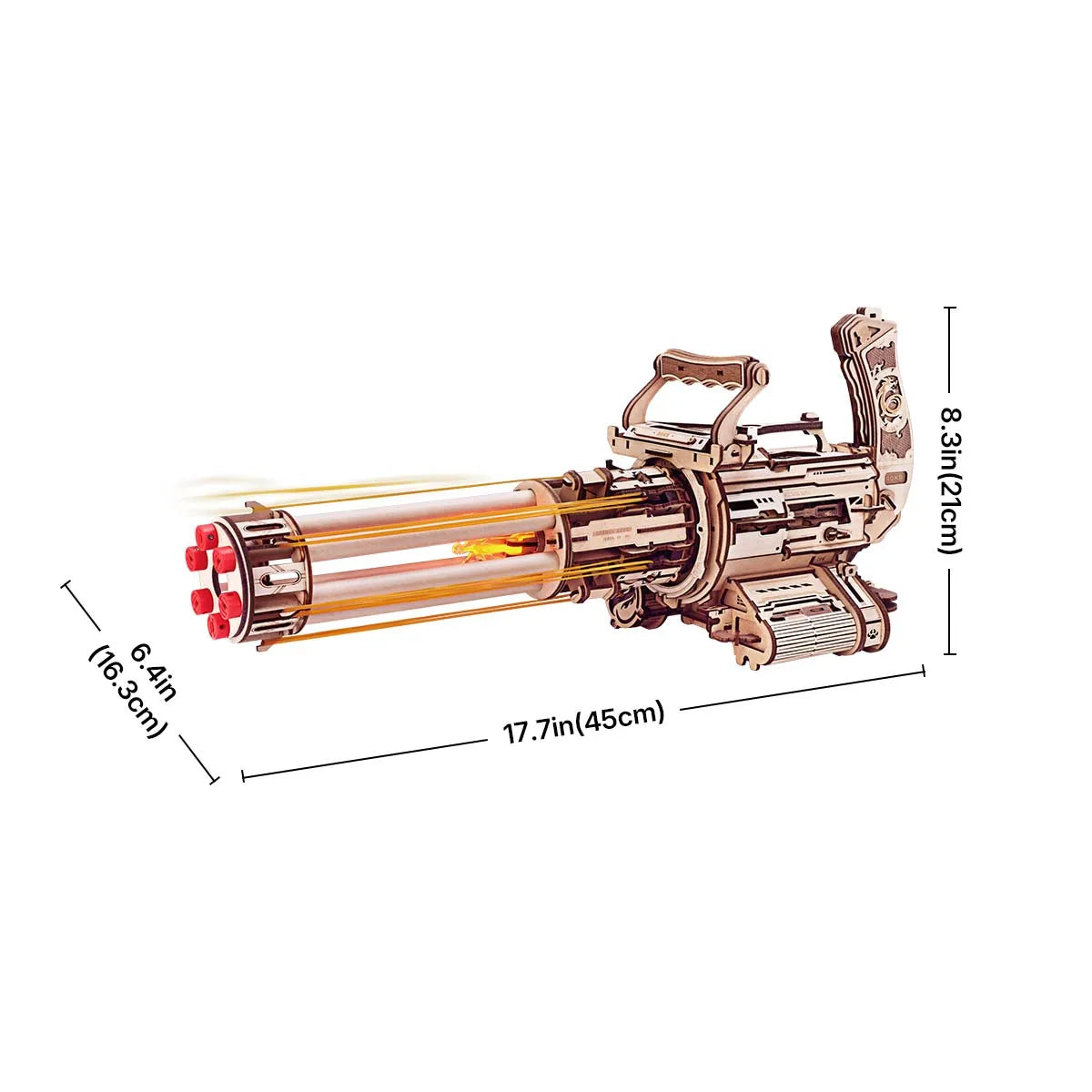 Robotime Rokr-Metralladora de barril giratorio, modelo de juguete, Kit de construcción, juguetes geniales, pasatiempos, rompecabezas de madera 3D para hombres y mujeres LQA01