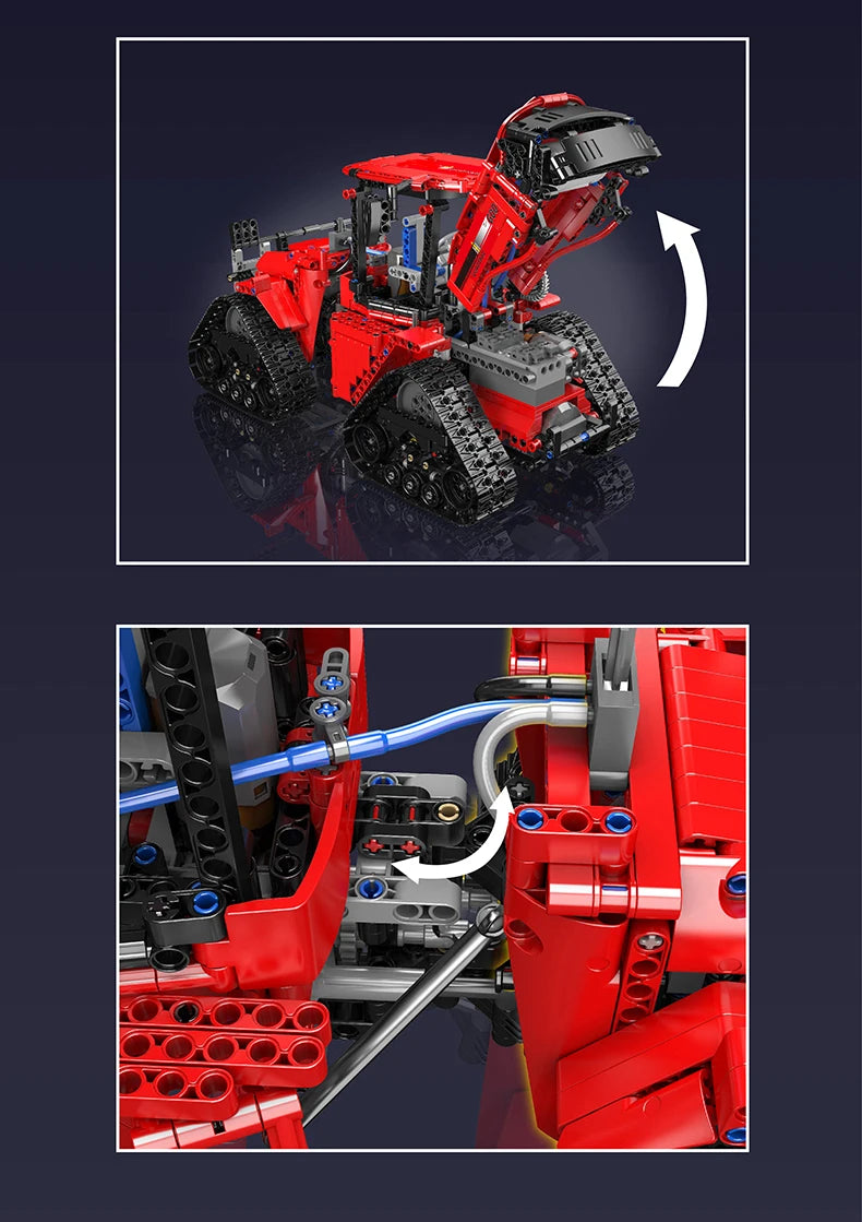 Mould King-bloques de construcción de coche técnico MOC-35270 de bloques de construcción, Tractor neumático sobre orugas, montaje de modelo de camión