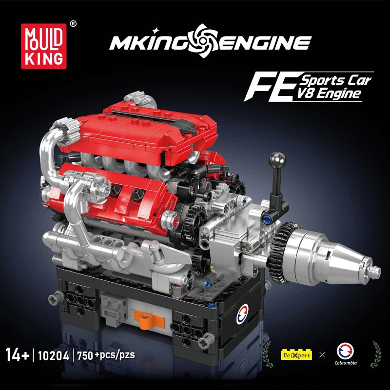 Mould King 10204 juguetes técnicos de motor de coche el nuevo coche deportivo Motorzied FE V8