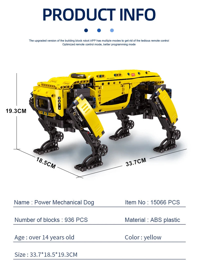 MOULD KING-Robot técnico motorizado de juguete modelo de perro grande de Boston Dynamics, AlphaDog, bloques de construcción 15066/15075