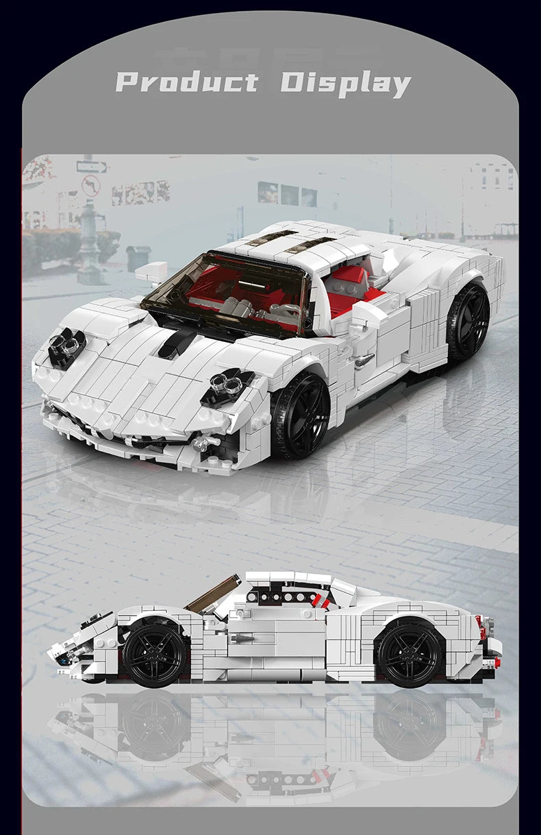Mould King 10196, coches de juguete técnicos, coche de carreras deportivo Utopia blanco