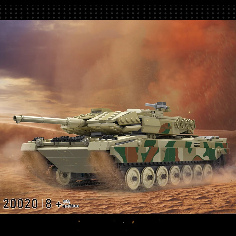 MOLD KING 20020 Alemania Leopard 2 tanque de batalla principal bloques de construcción técnicos