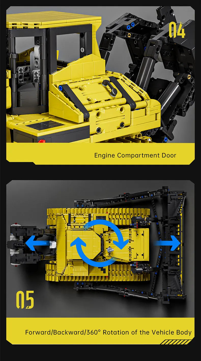Mould King 17049 coche de juguete técnico la aplicación RC PR766 Bulldozer montaje de bloques de construcción camión ladrillo