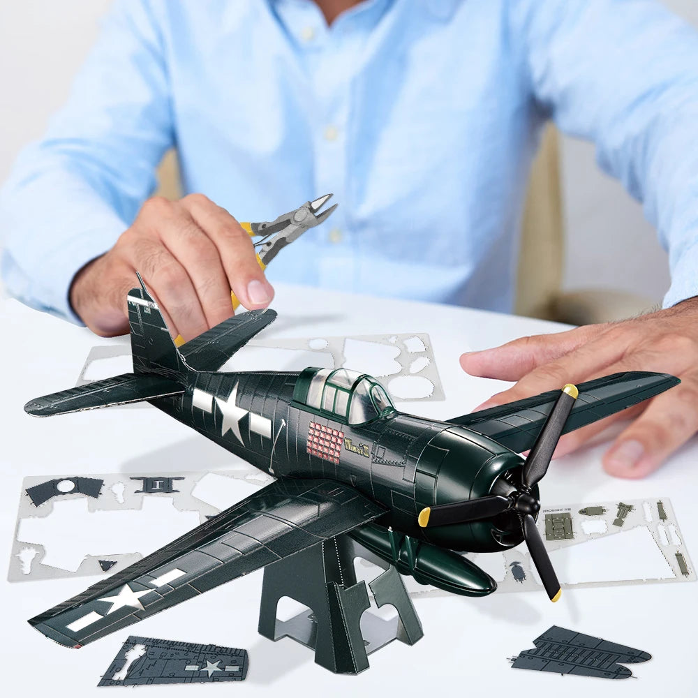 Piececool-rompecabezas de Metal 3D  rompecabezas de GRUMMAN F6F HELLCAT, Kits de modelos juguete DIY, rompecabezas