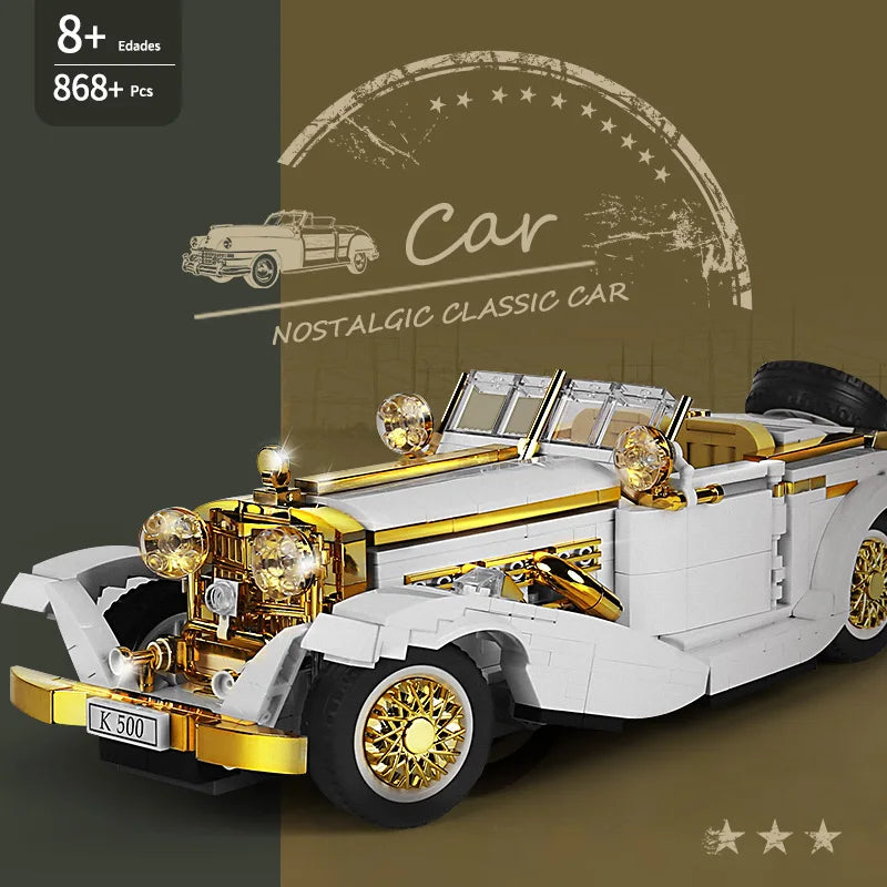 Mould King 10003, bloques de construcción de automóviles técnicos, conjunto de modelos de coches Vintage K500, juguetes de coche antiguo