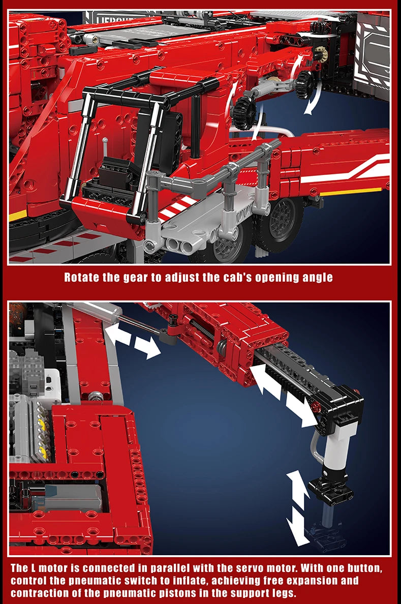 Mould King 17007 17008 Camión Técnico de Juguete, Grúa Liebherr LTM 11200 RC, Bloques de Construcción, Ladrillos