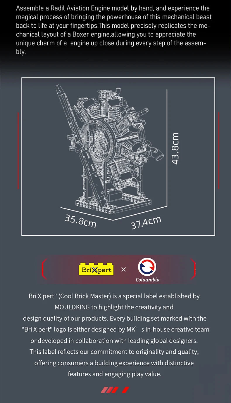 Mould King 10233, juguetes técnicos para motor de coche, bloques de construcción de motor de aviación
