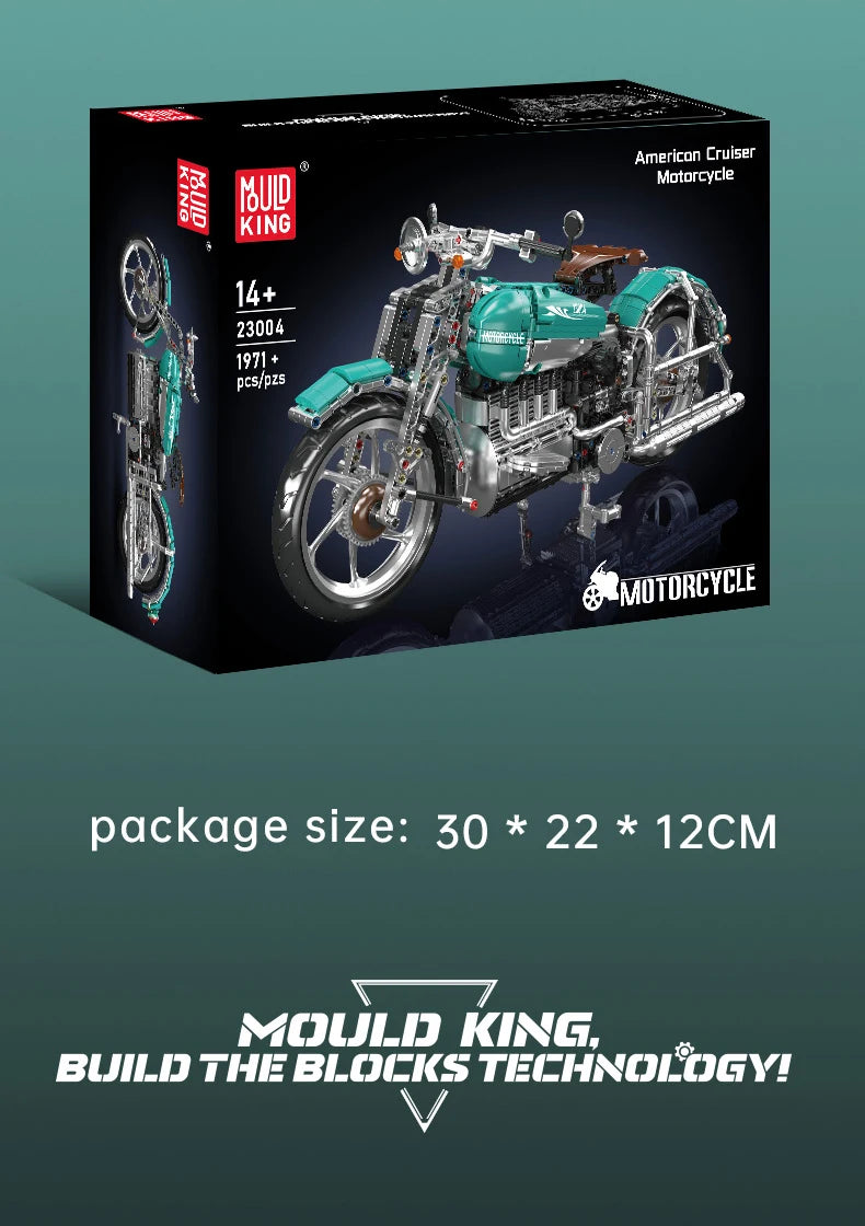 Mould King 23004 juguetes de coche técnico, conjunto de bloques de construcción de motocicleta American Cruise