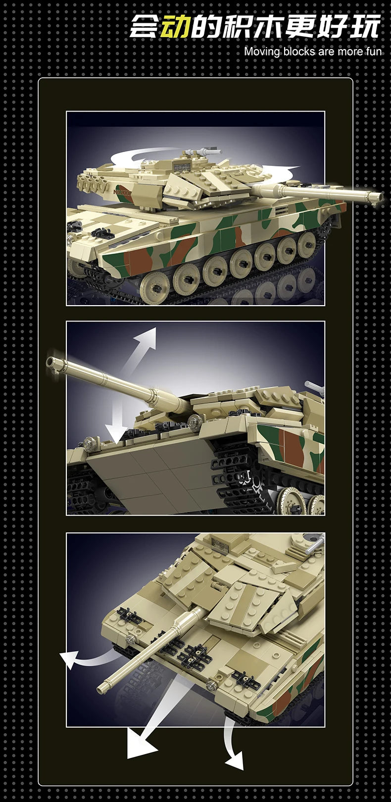 MOLD KING 20020 Alemania Leopard 2 tanque de batalla principal bloques de construcción técnicos
