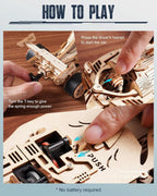 Robotime-rompecabezas de madera 3D, Kits de modelos de coches de carreras, 5H, construcción de 8-10M, motor rugiente mecánico LK505 para adultos, adolescentes y niños