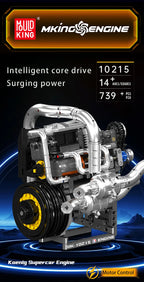 Mould King 10215  motor de coche, conjunto de bloques de construcción de motor de supercoche motorizado