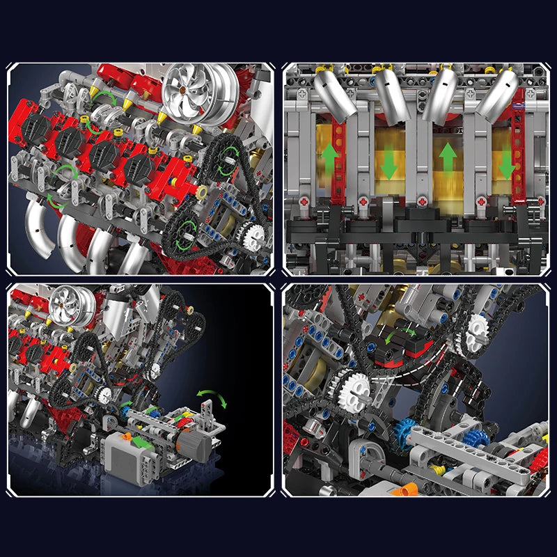 Mould King-juego de ensamblaje de motor V8, F488 supercoche