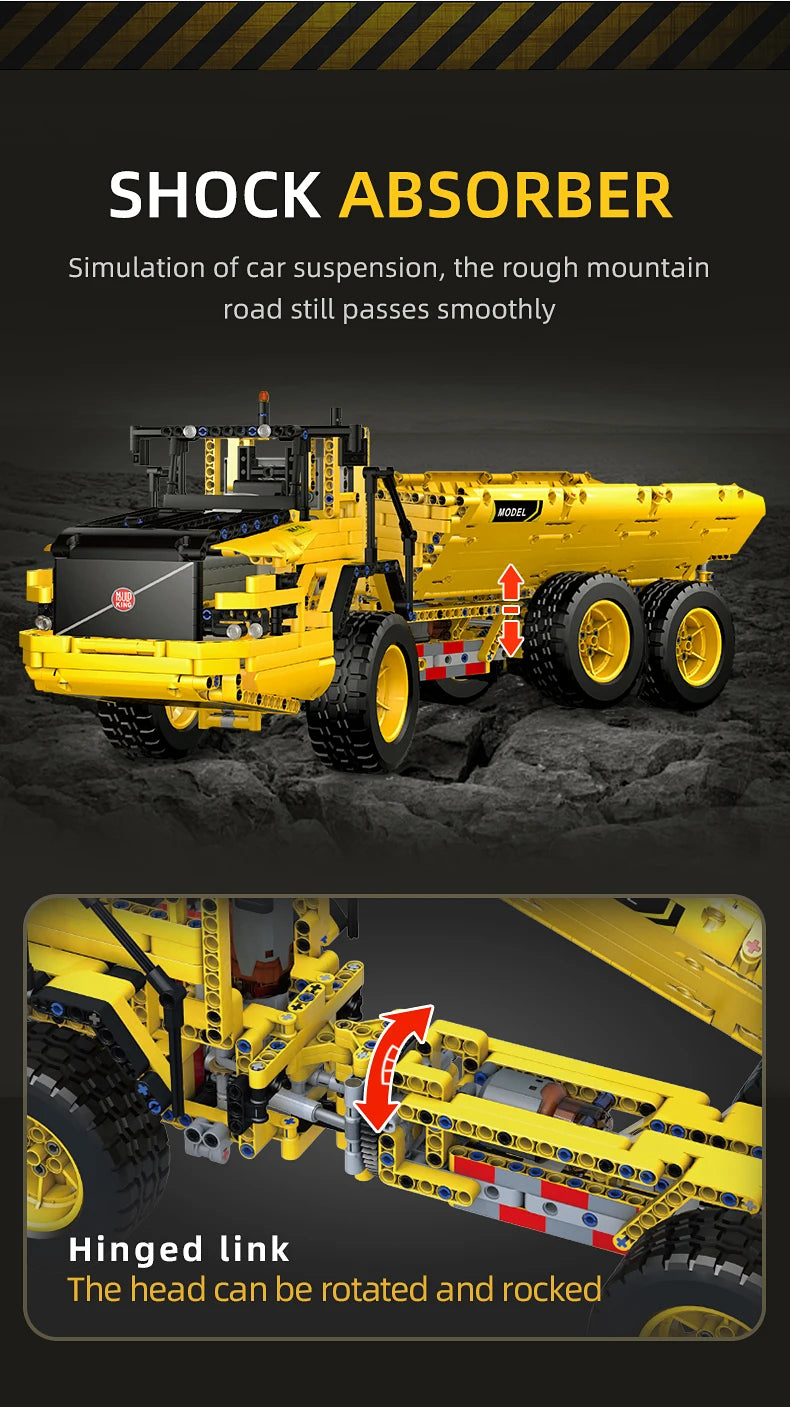 MOULD KING-coche técnico de ingeniería  vehículo de juguete, aplicación RC, camión de basura